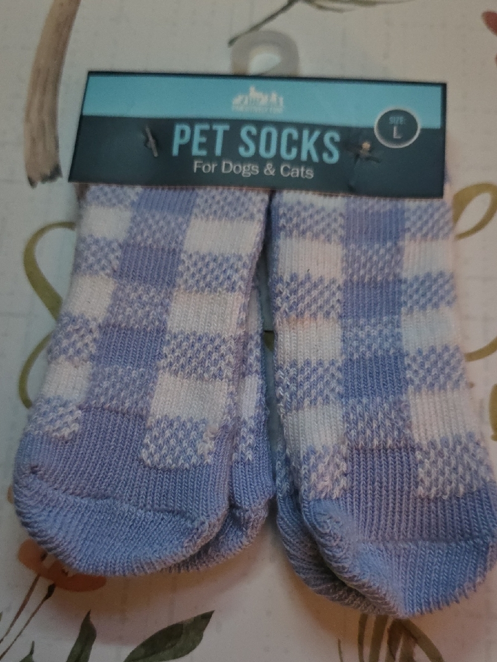 🐾Pet Socks🐾Dogs🐕&🐈Cats🐾 -Blue & White Check Large Nwt Pawsitively Fun Brand